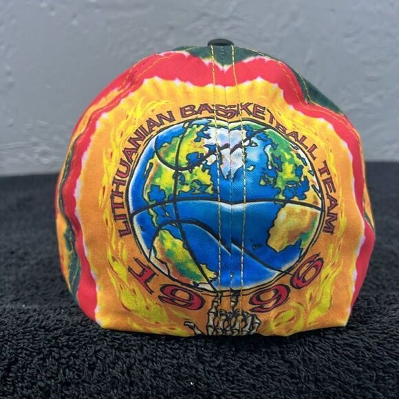 🔥🏀 Liquid Blue Grateful Dead Lithuania Skeleton Basketball Fitted Flex Fit Hat - Picture 4 of 8